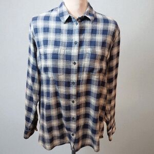 Madewell Blue Beige Flannel Plaid Womans Size Medium Gorpcore Outdoor